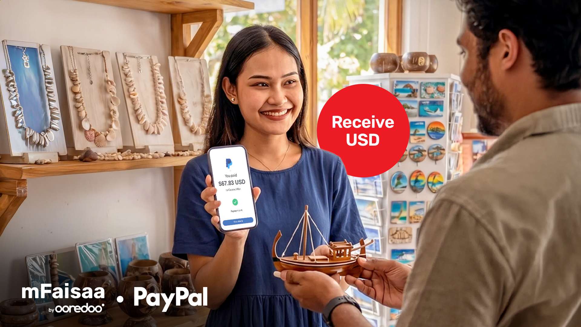 PayPal via mFaisaa: no extra transfer fees, only standard PayPal charges